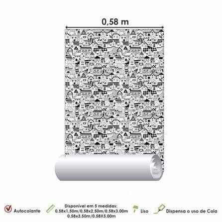 Papel de Parede Adesivo Cidade Preto e Branco 384971365 - Papel na Parede
