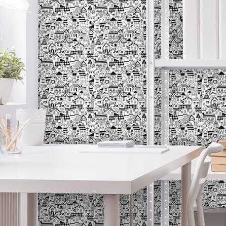 Papel de Parede Adesivo Cidade Preto e Branco 384971365 - Papel na Parede