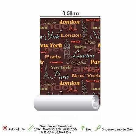 Papel de Parede Adesivo Cidades Marrom 117294733 - Papel na Parede