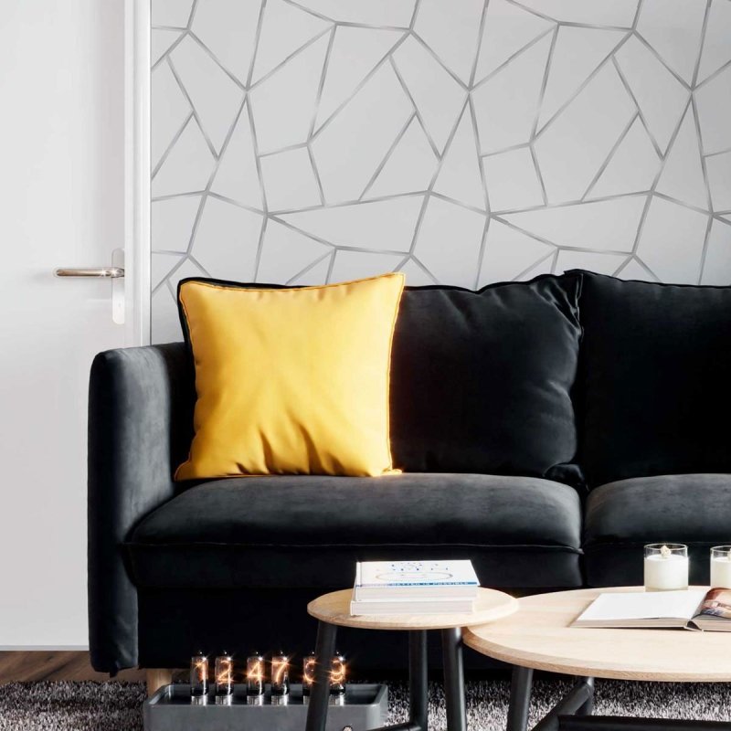 Papel de Parede Adesivo Cinza e Aço N09106 - Papel na Parede