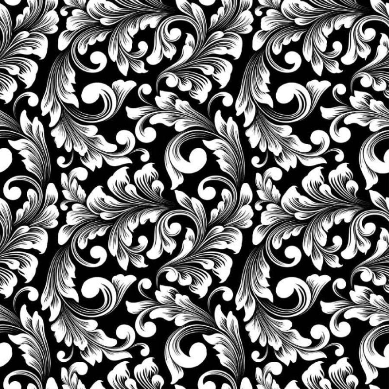 Papel de Parede Adesivo Clássico Arabescos P&B N012021 - Papel na Parede