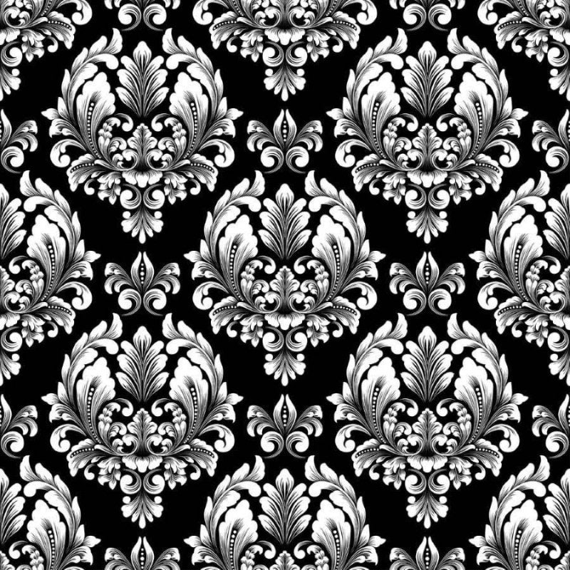 Papel de Parede Adesivo Clássico Arabescos P&B N012134 - Papel na Parede