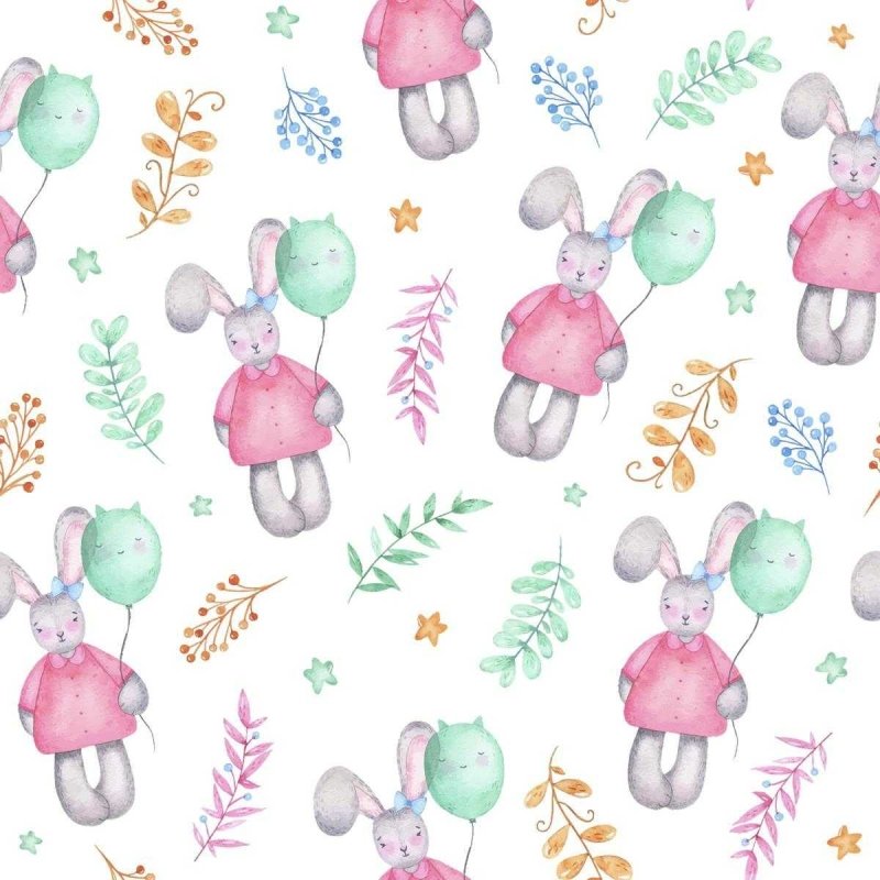 Papel de Parede Adesivo Coelhos com Balões N04051 - Papel na Parede