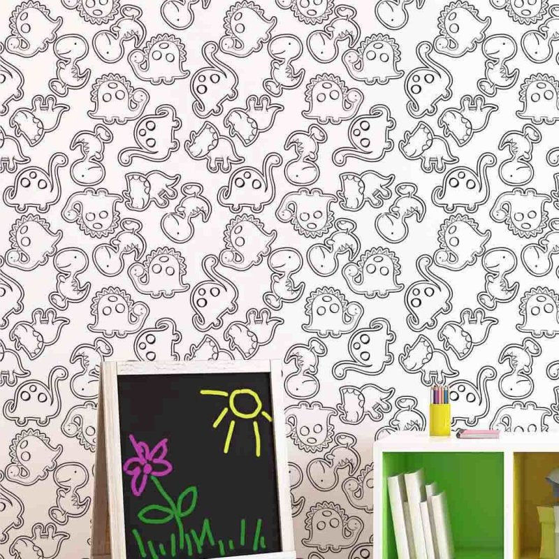 Papel de Parede Adesivo Colorir Dinossauro 7233055 - Papel na Parede