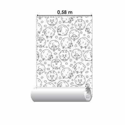 Papel de Parede Adesivo Colorir Ovelhas N11113 - Papel na Parede