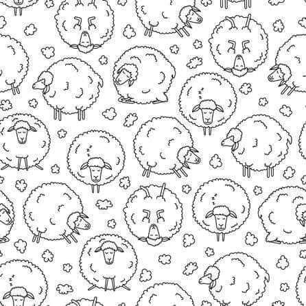 Papel de Parede Adesivo Colorir Ovelhas N11113 - Papel na Parede