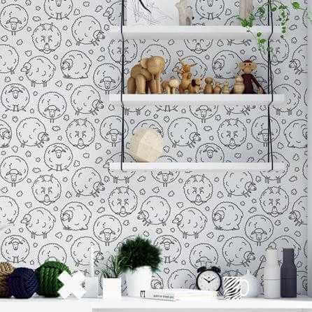 Papel de Parede Adesivo Colorir Ovelhas N11113 - Papel na Parede