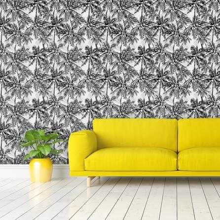Papel de Parede Adesivo Coqueiro Árvore Natureza Preto Branco 308324408 - Papel na Parede