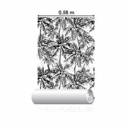 Papel de Parede Adesivo Coqueiro Árvore Natureza Preto Branco 308324408 - Papel na Parede
