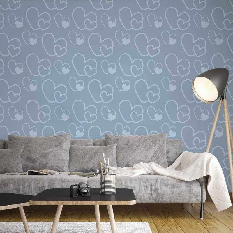 Papel de Parede Adesivo Coração Azul 849175635 - Papel na Parede