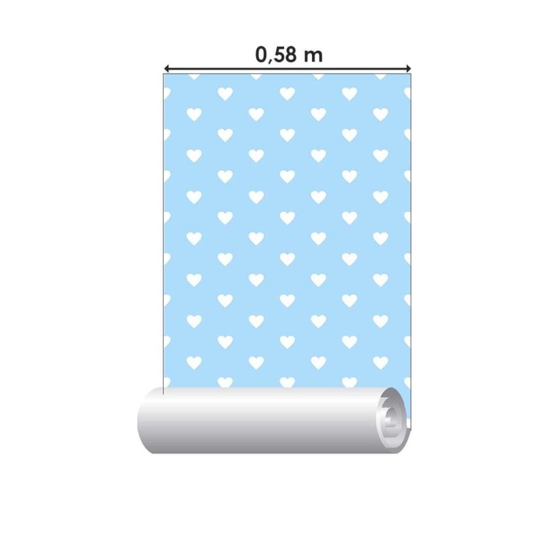 Papel de Parede Adesivo Coração Azul N06240 - Papel na Parede