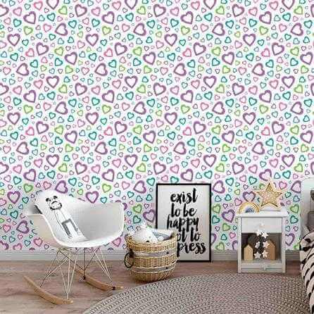 Papel de Parede Adesivo Coração Colorido 144756154 - Papel na Parede