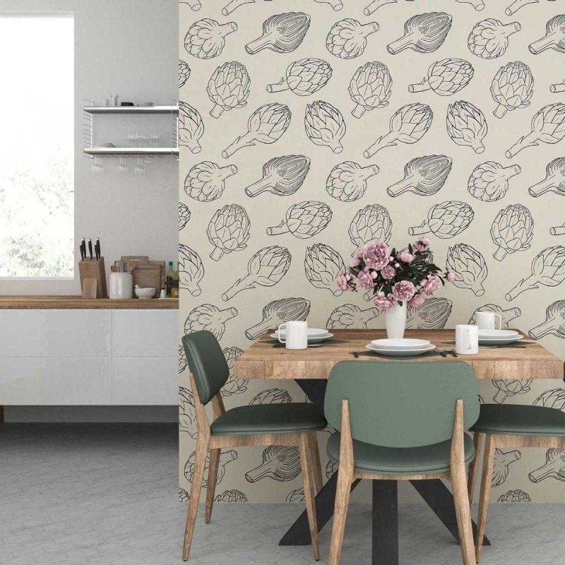 Papel de Parede Adesivo Coração de Alcachofra N07052 - Papel na Parede