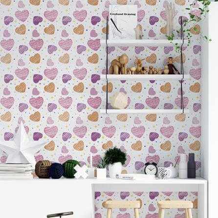 Papel de Parede Adesivo Coração Infantil N432 - Papel na Parede