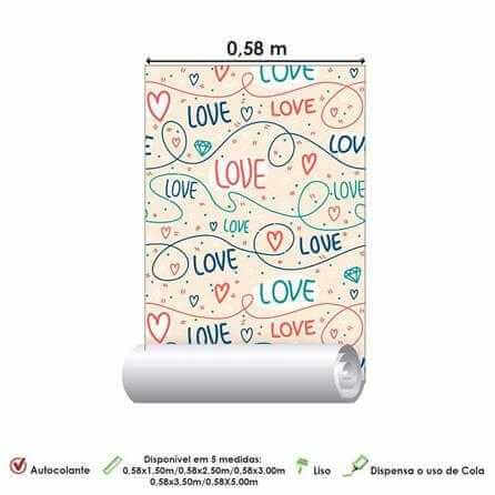Papel de Parede Adesivo Coração Love 170134226 - Papel na Parede