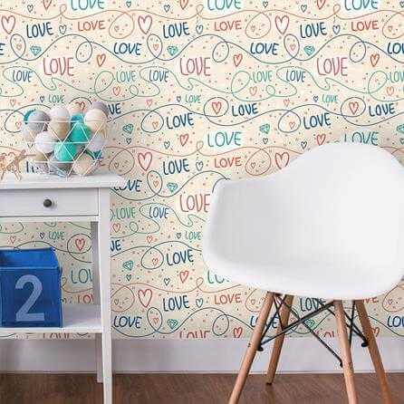 Papel de Parede Adesivo Coração Love 170134226 - Papel na Parede
