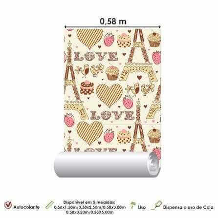 Papel de Parede Adesivo Coração Paris 5 - Papel na Parede