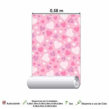 Papel de Parede Adesivo Coração Rosa 160865519 - Papel na Parede
