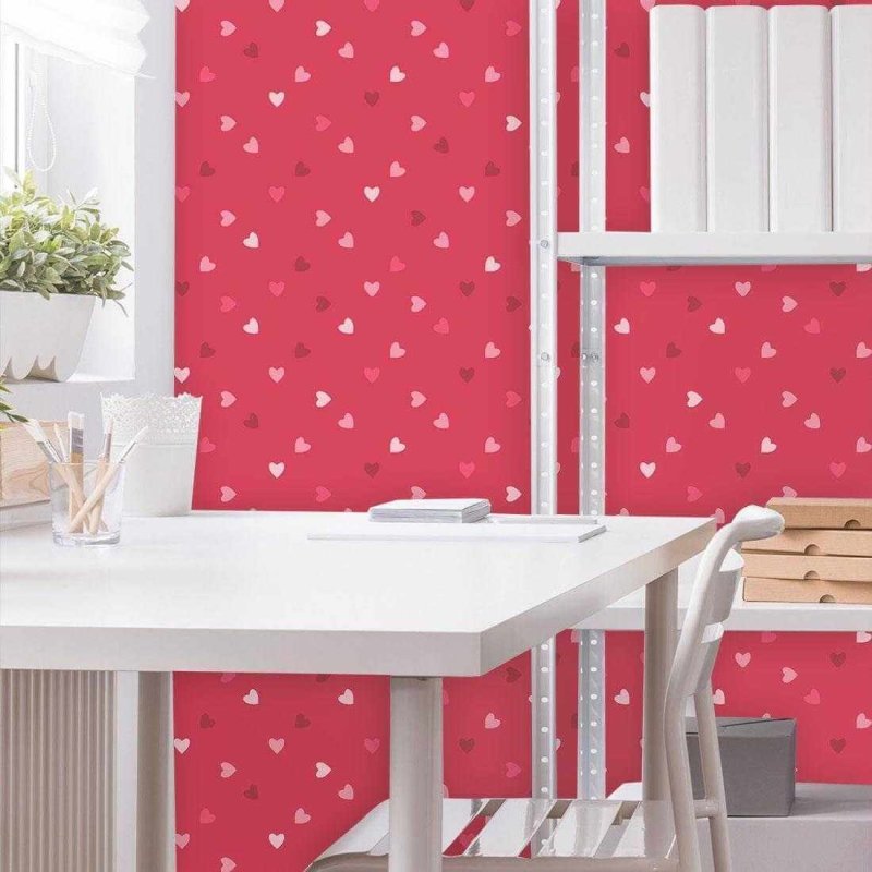 Papel de Parede Adesivo Coração Rosa 210221 - Papel na Parede