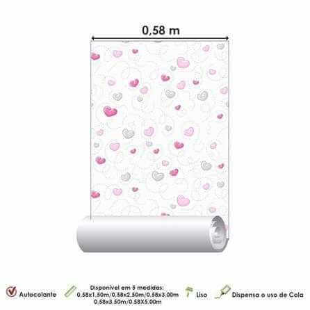 Papel de Parede Adesivo Coração Rosa e Cinza 169361837 - Papel na Parede