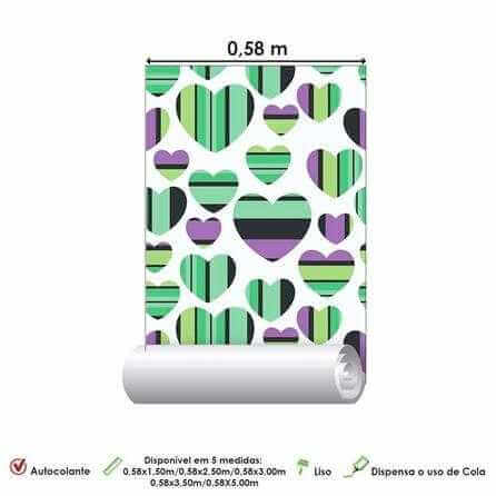 Papel de Parede Adesivo Coração Verde 1359 - Papel na Parede