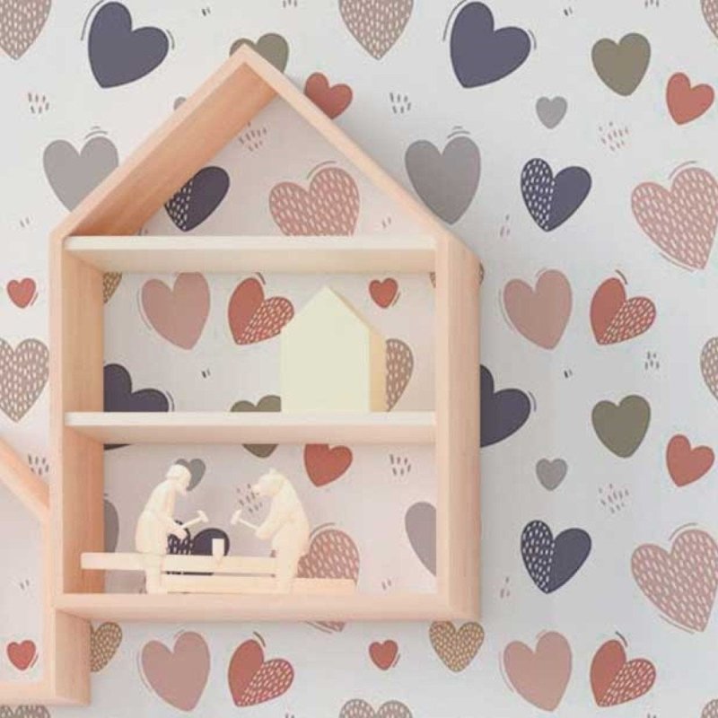 Papel de Parede Adesivo Corações N018091 - Papel na Parede