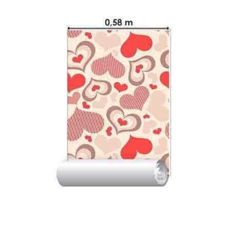 Papel de Parede Adesivo Corações Vermelho 633 - Papel na Parede