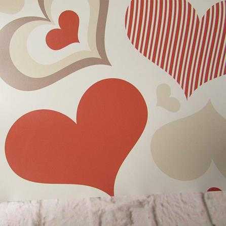 Papel de Parede Adesivo Corações Vermelho 633 - Papel na Parede