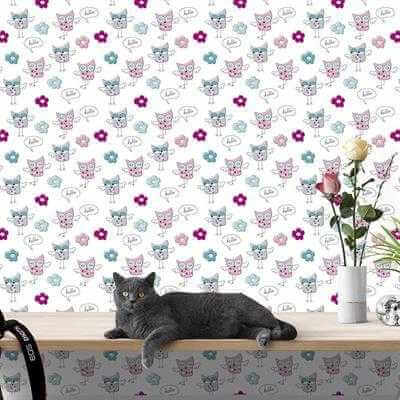 Papel de Parede Adesivo Coruja Flores 283862153 - Papel na Parede