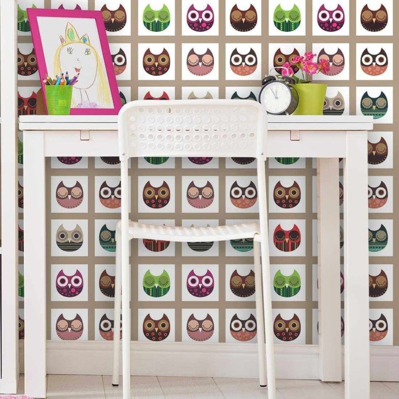 Papel de Parede Adesivo Corujas 114358036 - Papel na Parede