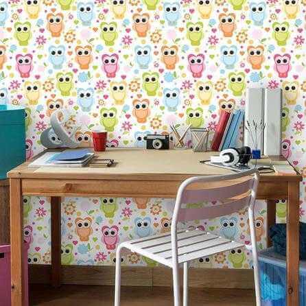 Papel de Parede Adesivo Corujas Coloridas 173010440 - Papel na Parede