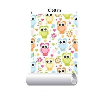 Papel de Parede Adesivo Corujas Coloridas 173010440 - Papel na Parede