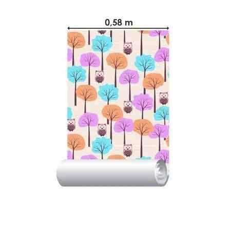 Papel de Parede Adesivo Corujas e Árvores 213226843 - Papel na Parede