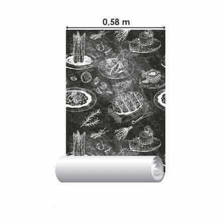 Papel de Parede Adesivo Cozinha Comida Lousa 490531066 - Papel na Parede