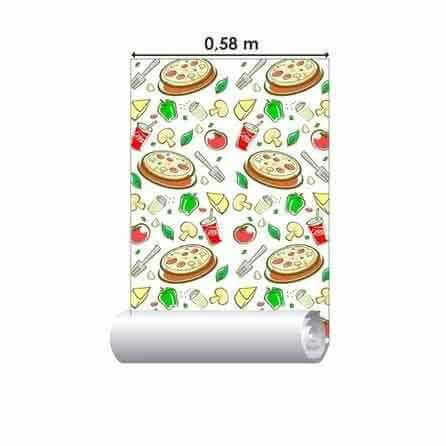 Papel de Parede Adesivo Cozinha Pizza Vermelho 23547801434 - Papel na Parede