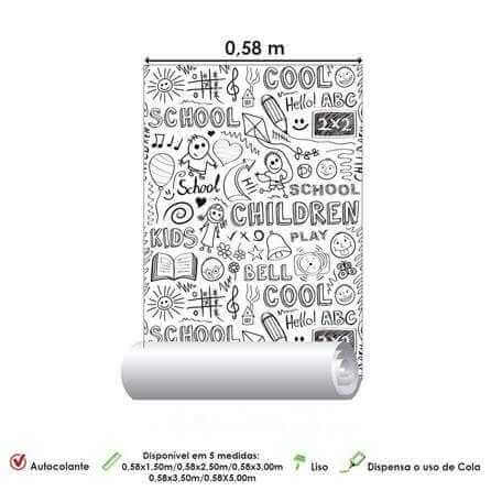 Papel de Parede Adesivo Crianças Escola para Colorir 122232 - Papel na Parede