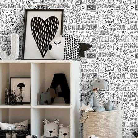 Papel de Parede Adesivo Crianças Escola para Colorir 122232 - Papel na Parede