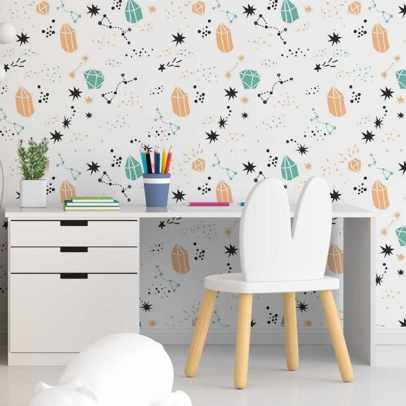 Papel de Parede Adesivo Cristais e Estrelas N05047 - Papel na Parede