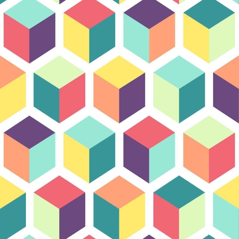 Papel de Parede Adesivo Cubos Coloridos Fundo Branco N06100 - Papel na Parede