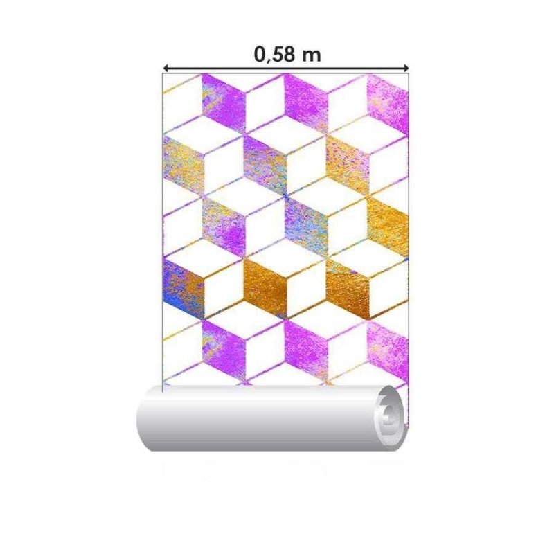 Papel de Parede Adesivo Cubos Psicodélicos N06271 - Papel na Parede