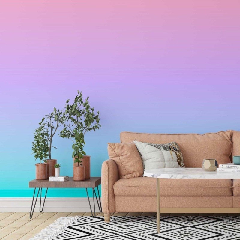 Papel de Parede Adesivo degradê salmão azul N014073 - Papel na Parede