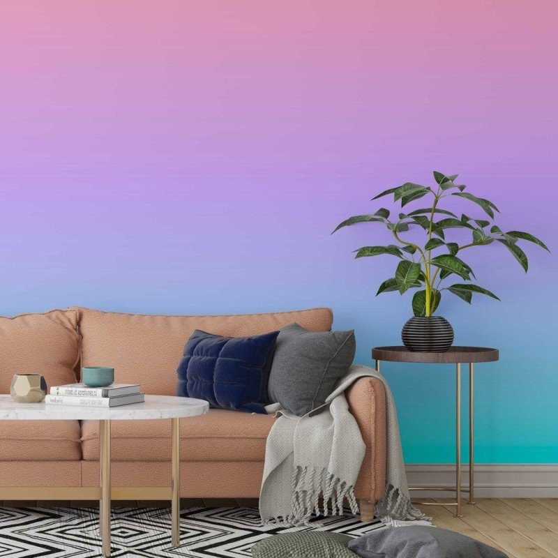 Papel de Parede Adesivo degradê salmão azul N014073 - Papel na Parede