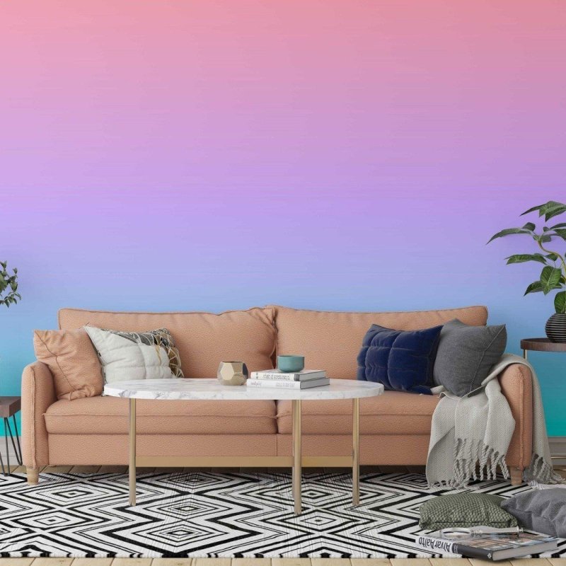 Papel de Parede Adesivo degradê salmão azul N014073 - Papel na Parede