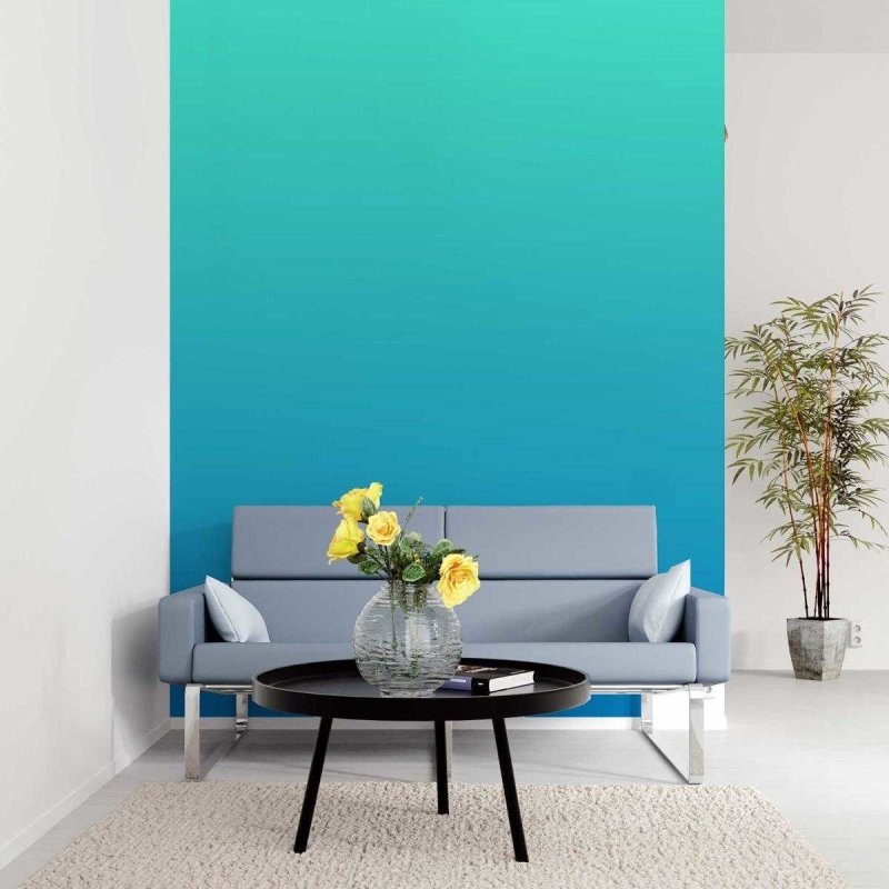 Papel de Parede Adesivo Degradê Verde Água e Azul N05172 - Papel na Parede