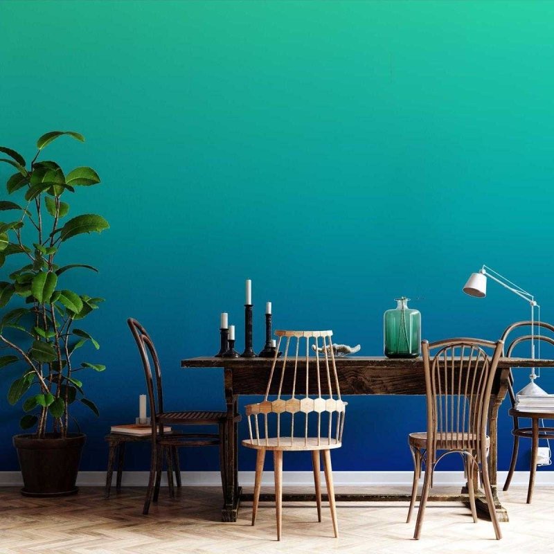 Papel de Parede Adesivo Degradê Verde e Azul Escuro N05138 - Papel na Parede