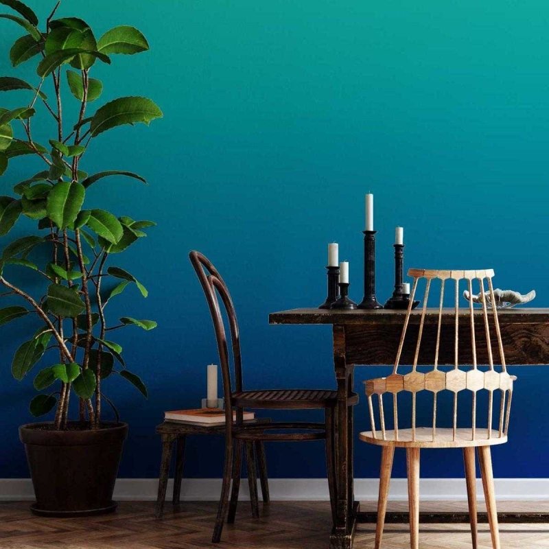 Papel de Parede Adesivo Degradê Verde e Azul Escuro N05138 - Papel na Parede