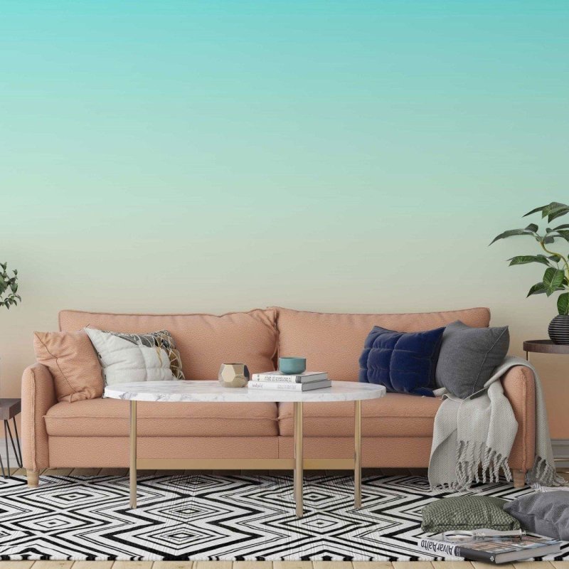 Papel de Parede Adesivo degradê verde laranja N014062 - Papel na Parede