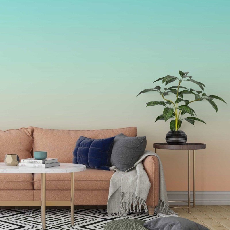 Papel de Parede Adesivo degradê verde laranja N014062 - Papel na Parede