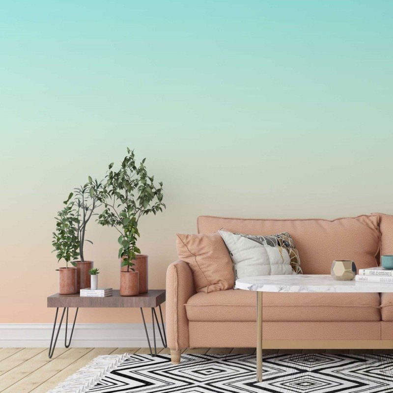 Papel de Parede Adesivo degradê verde laranja N014062 - Papel na Parede