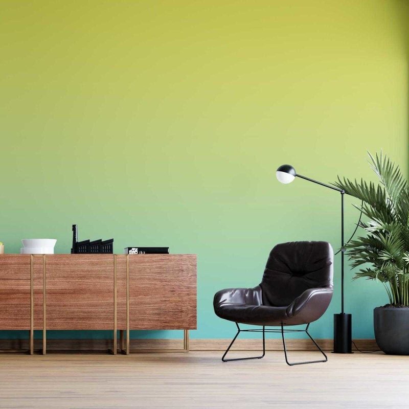 Papel de Parede Adesivo Degradê Verde Limão e Azul N05158 - Papel na Parede